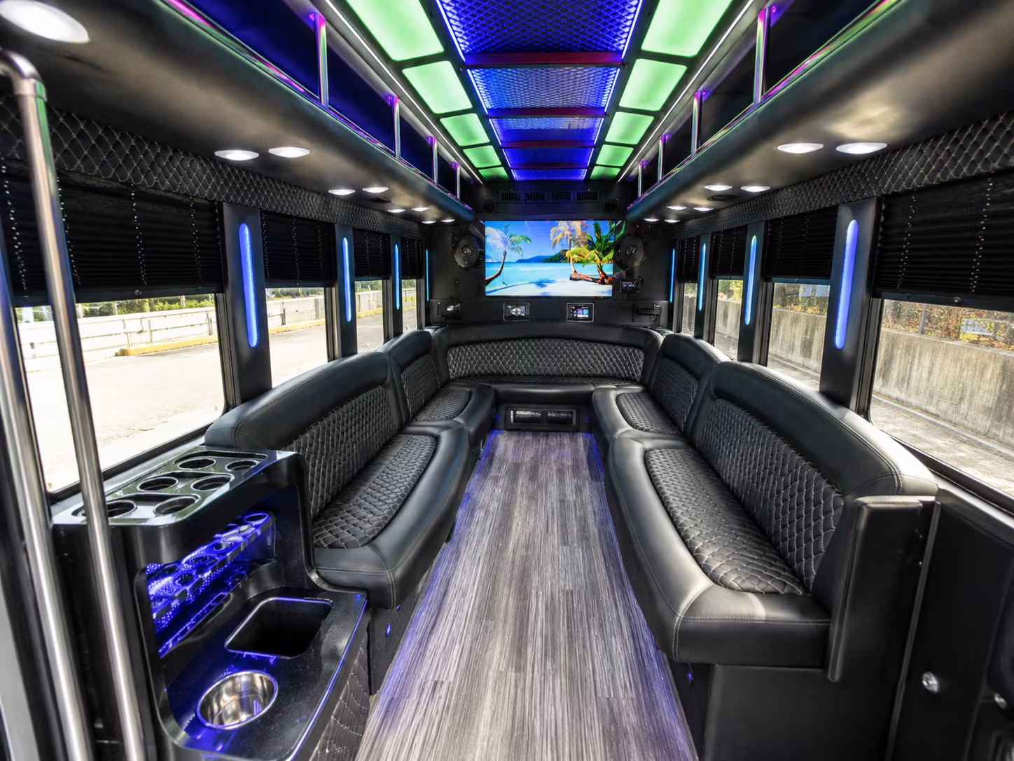 idaho falls 18 passenger party bus inside